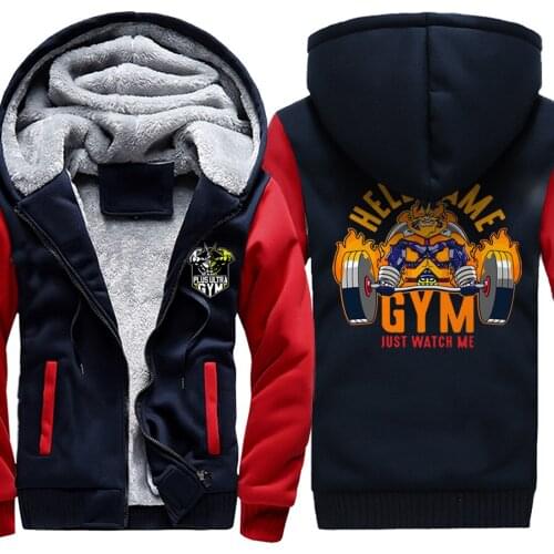 My Hero Print Keep Warm Raglan Thicken Jackets Mens Hip Hop Fashion Clothing Korean Style Tops Zipper Streetwear sudadera hombre