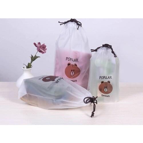 Cartoon Pattern Waterproof Storage Bag for Travel Women Makeup Case Transparent Portable Multi Purpose Drawstring Bag 1Pcs