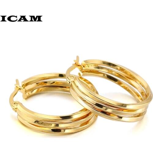 ICAM Brand Metal Elegant Hoop Earring Woman 2019 New Vintage Gold Color Cheap korean Statement Earrings Accessories brincos