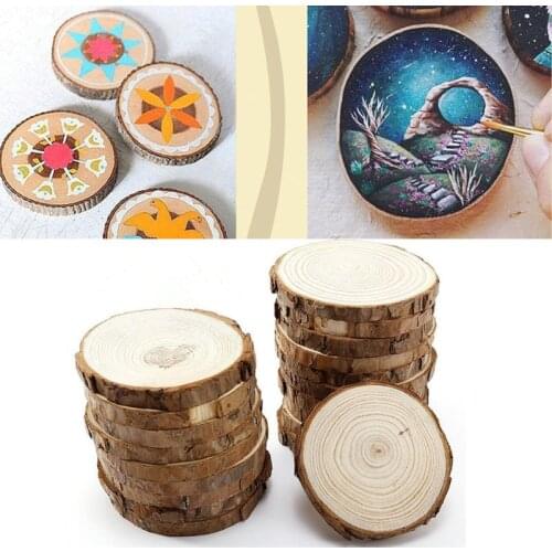1pc/5pcs Natural Pine Round Unfinished Wood Slices Circles With Tree Bark Log Discs DIY Crafts Wedding Party Painting