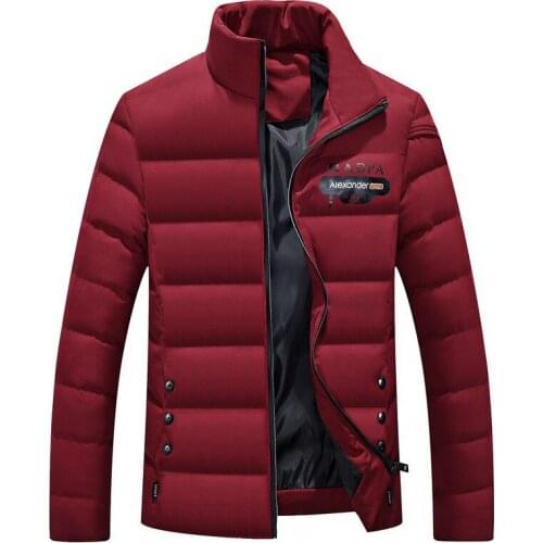 2019 Fashion Winter Mens Jacket Casual Brand Quality Warm Cotton Coat Male Outwear Red Black Parka Zipper Down Jacket Large 4XL
