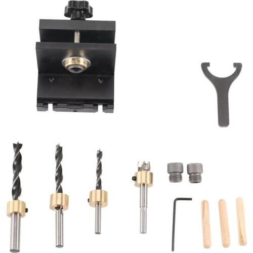 GanWei 3 in 1 Woodworking Doweling Jig Kit with Positioning Clip Adjustable Drilling Guide Puncher Locator Carpentry Tools