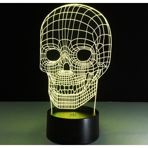 3D Illusion Skull Lamp Colorful Acrylic Led Night Light Micro Usb Table Desk Lamp Wedding Decor Christmas New Year Gift