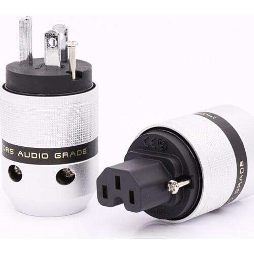 5 pairs Hifi Audio Aluminum Rhodium Plated US Power Plug Male Connector+IEC Female Plug for Power cable