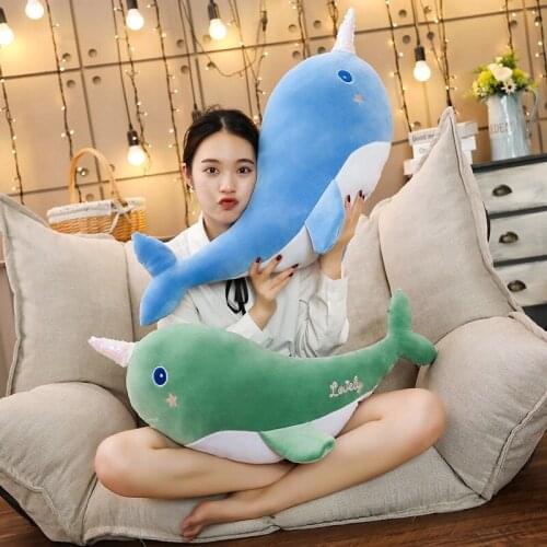 55cm/80cm Soft Creative Simulation Whale Plush Toy Cartoon Animal Fish Stuffed Doll Sofa Chair Pillow Cushion Children Gift