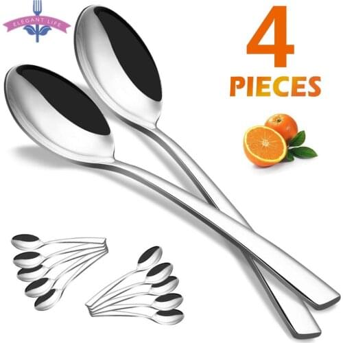 8inches 4PCS Stainless Steel Dinner Spoons Main Spoons Dinnerware Set Flatware Tableware Set