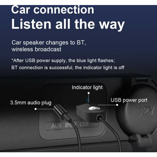 Bluetooth 5.0 Aux Adapter Smallest Receiver Car USB To 3.5Mm Jack Handsfree Kit