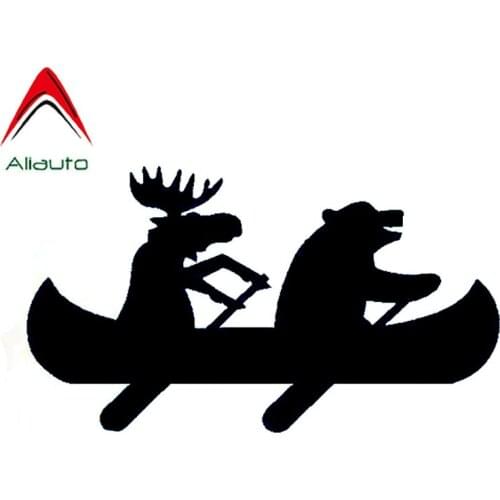 Aliauto Interesting Car Sticker Moose Bear Canoe Vinyl Accessories PVC Decal for Wrangler Mercedes W204 Hyundai Ix35,15cm*8cm