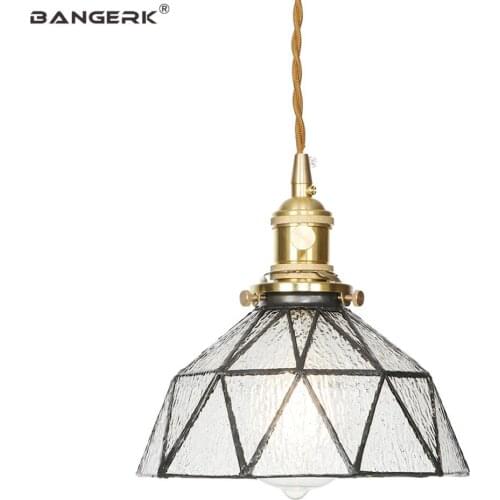 Antique Loft Decor Copper Pendant Lamp LED Retro Brass Glass Adjust Hanging Lights Fixtures Living Dining Room Home Lighting