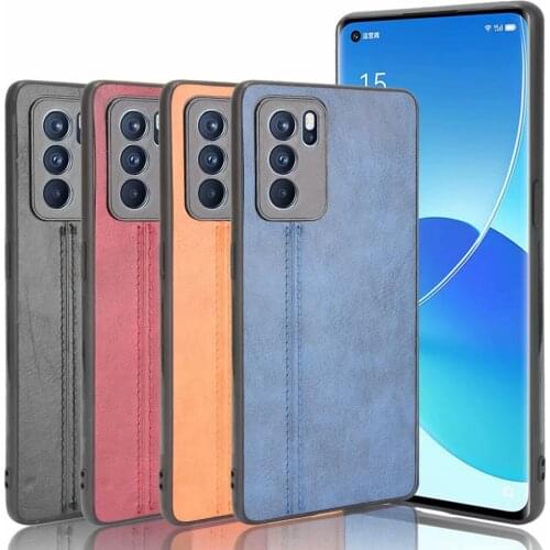 For OPPO Reno 6 Pro Case Hard PC PU Leather Hard Plastic Phone Case For Reno 6Pro Case Back Cover