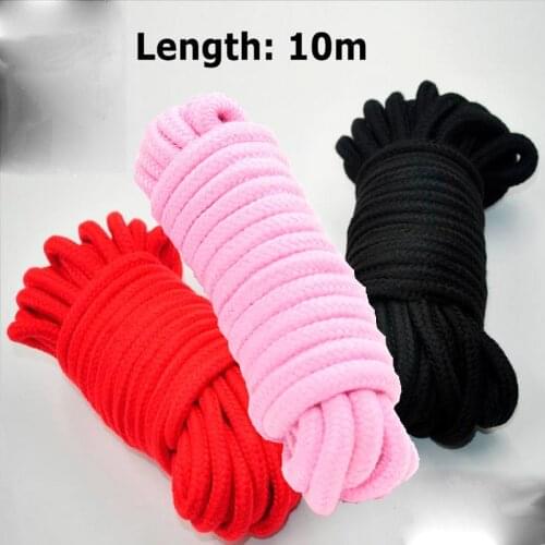 Black & Red 10m long thick cotton fetish sex restraint bondage rope body harness adult flirting game toys for couples women men
