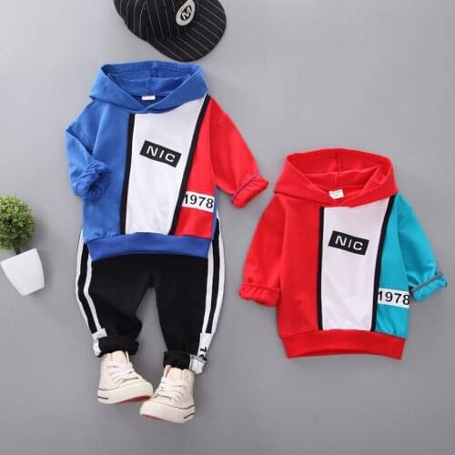 Children Boys Girls Cotton Clothing Sets Baby Patchwork Hoodies Top Pants 2Pcs Spring Autumn Kid Sport Splicing Active Tracksuit