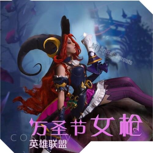 Game LOL Miss Fortune The Bounty Hunter New Halloween Skin Uniforms Cosplay Costume+Hat+Shoes+Wings+ACC Halloween Free shipping