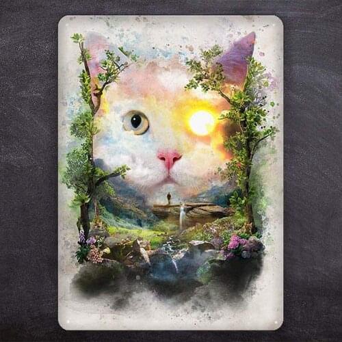 Interesting Cat Vintage Metal Tin Sign Man Cave for Men Women,Wall Decor for Bars,Restaurants,wc cafes Pubs,12x8 Inch