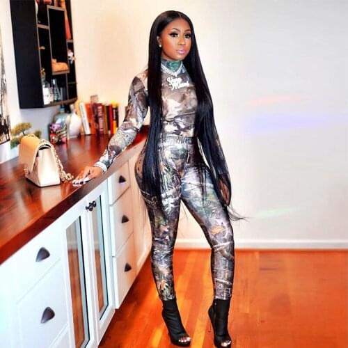 Print 2 Piece Sets Womens Outfits Long Sleeve Bodysuit Top Slim Fit Pants Set Fall Casual Suit Lady Sexy Club Party Wear