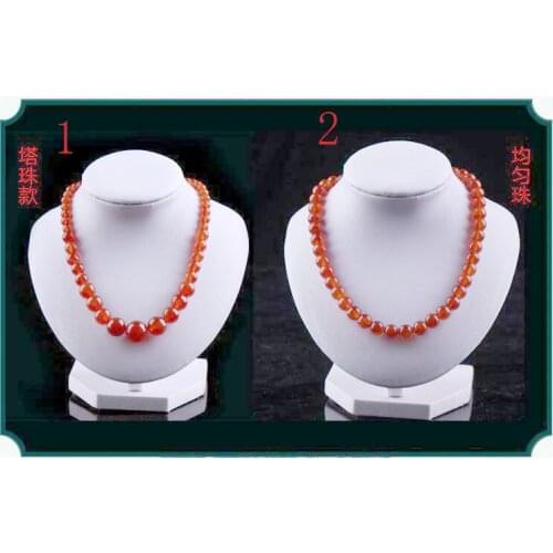 Beautiful Natural Red Agate Chalcedony Hand-Carved Beads Auspicious Necklace