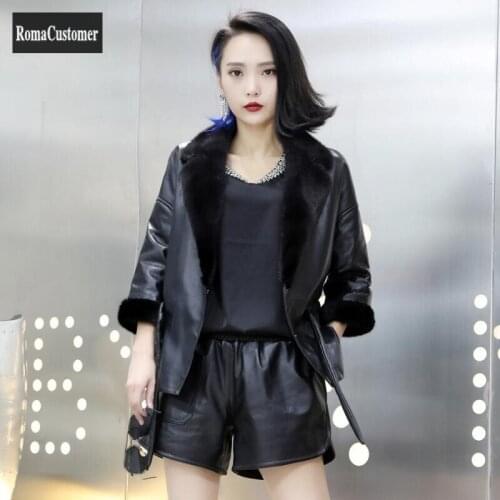 2021 Autumn Winter New Sheepskin Cotton Leather Jacket Fashion Elegant Casual Outerwear Genuine Leather Slim Female Coat