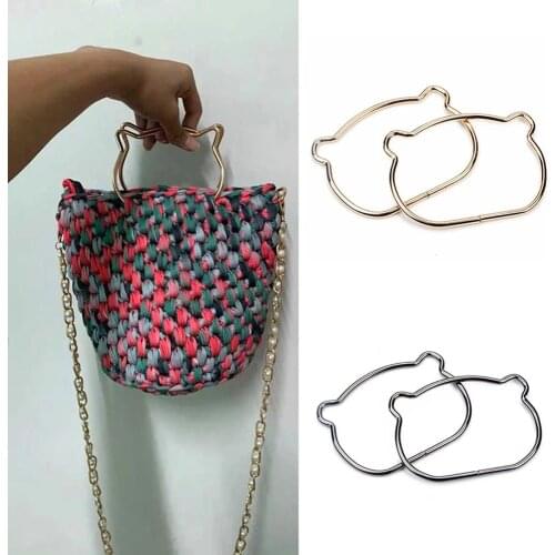 1PCs Cat Ear Shape Metal Bag Handles For Handbag Shoulder Bag Strap With Short Handle Bag Sewing Accessories For Handbags New