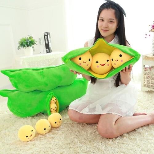 25CM Cute Kids Baby Plush Toy Pea Stuffed Plant Doll Kawaii For Children Boys Girls gift High Quality Pea-shaped Pillow Toy