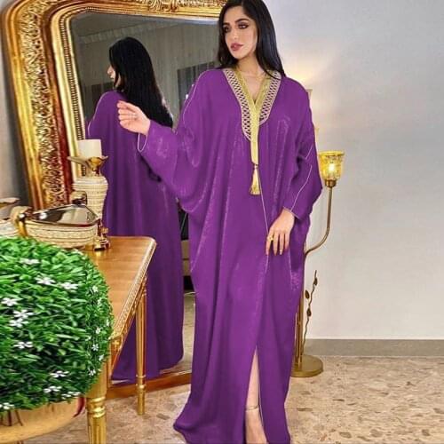Fashion Women Dress Suede Eid Abaya Dubai Turkish Islamic Clothing Muslim Dress Elegant Kaftan Marocain Dresses