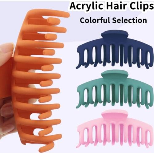 Fashion Large Acrylic Hairpins Solid Color Claw Clip Large Barrette Crab Hair Claws Makeup Hair Styling Barrettes For Women Hair