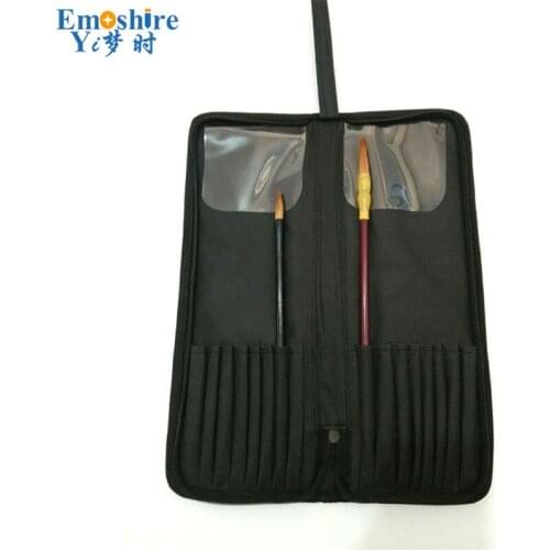 Top Brand Bracket Paintbrush Pencil Case Set Black Stationery Storage Box Zipper Pencil Bag School & office Supplies B206