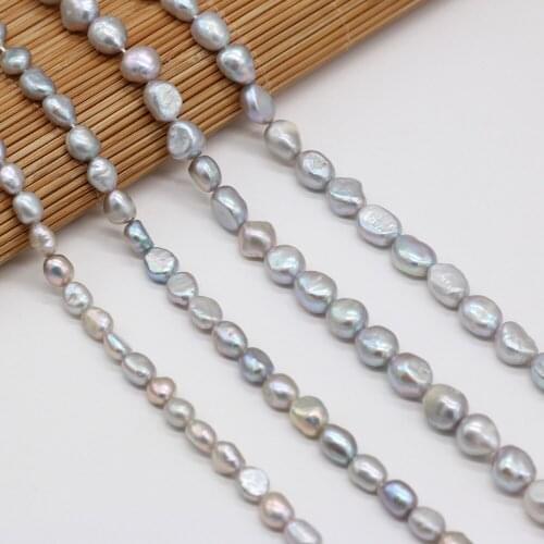 Natural Freshwater Vertical Hole Two-sided Light Fashion Gray PearlJewelry Making Elegant Bracelet DIY Necklace Gift 5-10mm