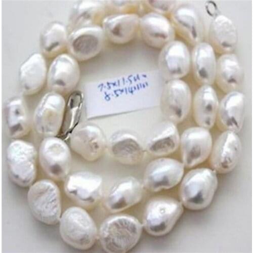 Natural 9-10mm White Irregular Real Baroque Pearl Necklace 18" 36"