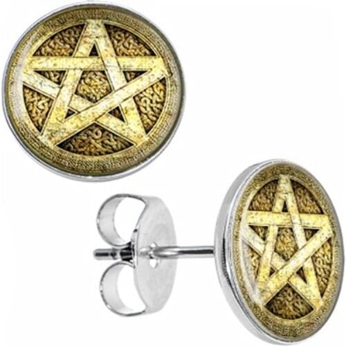 Wholesale Stud Earrings Black and White Biohazard Stainless Steel Ear Studs Cheater Fashion Jewelry 8mm 10mm AW5022