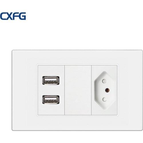 CXFG Brazil Standard Power Socket Wall Power Supply 2-Port usb Charging Socket 15A 5V 2100mA Dual USB Charger Port AC 110~250V