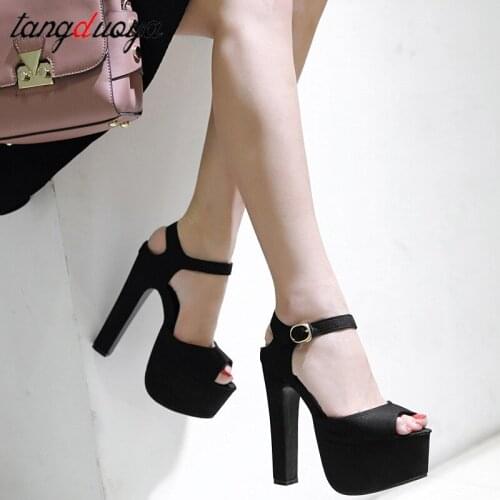 Platform heels Women 15CM Fashion Thick With Sandals Fish Mouth Shoes High-heeled Hollow Sandals Nightclub High Sandalias Mujer