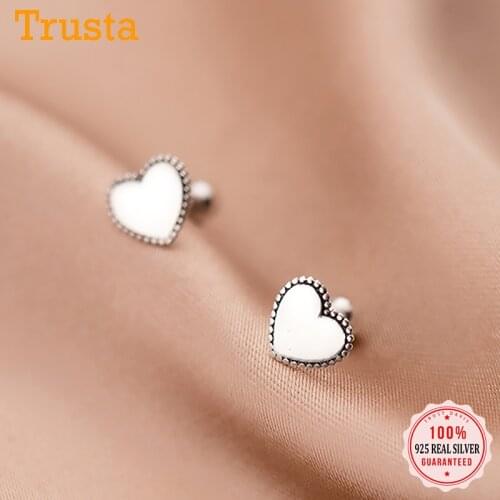 Trustdavis Real 925 Sterling Silver Heart Screw Stud Earrings For Women Children Baby Girls Kids Mini Minimalist Jewelry DA1837