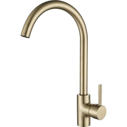 Kitchen Sink Faucets Hot & Cold Brass Sink Mixer Tap Single Handle Deck Mounted Rotating Brushed Gold/Black/Chrome Free Shipping