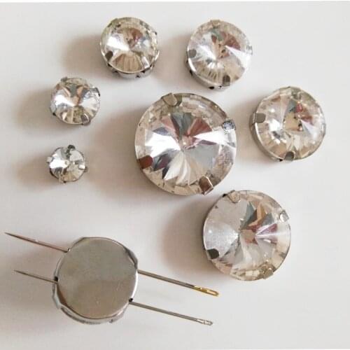 Sew Rhinestones Round Strass Crystal Sew-On Crystal For Crafts Loose Rhinestones Beads For Clothes Colored Decorative Stones