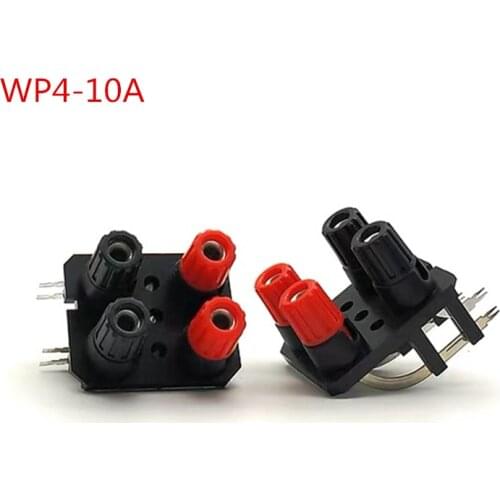2Pcs/lot WP External Banana jack 4Pin Speaker Amplifier Wire Clip Audio Socket WP4-10A 4 bit Bent feet Terminal Switch clamp