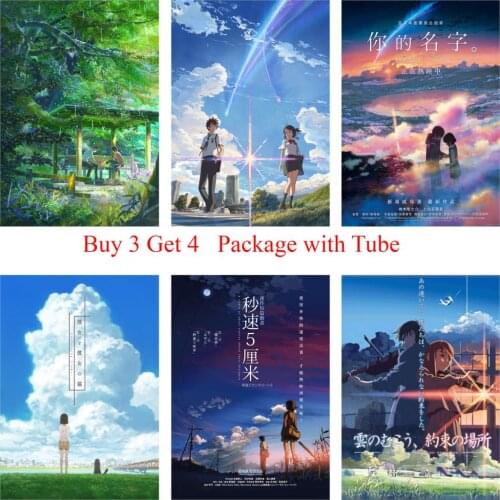 Japanese Cartoon Posters Makoto Shinkai Your Name Wall Stickers White Coated Paper Prints High Definition Home Decoration