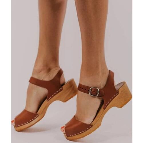 Med 2021 Sandals All-Match Espadrilles Platform Buckle Suit Female Beige Large Size Ladies Shoes Summer Womens Heels Medium New