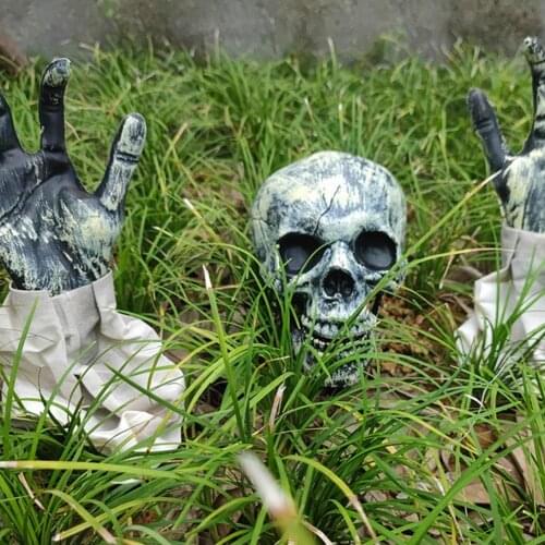 Creepy Corpse Skeleton Stakes Ghost Head Statue Figurines Garden Lawn Decor Halloween Decoration Haunted House Props Supplies