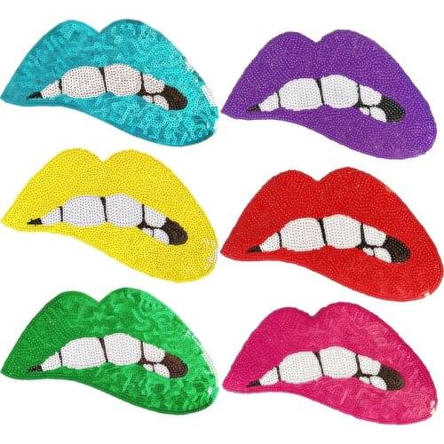 1 Pc Large Mouth Lip Patch Fashion Girl Clothes Applique DIY Clothing Decoration Iron On Sequins for T-Shirt