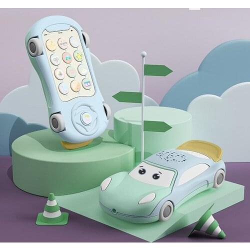 1Pcs Random Color Mobile Phone Toy Cartoon Car Multifunctional Anti-fall Music Mobile Phone Toy for Toddlers Early Education