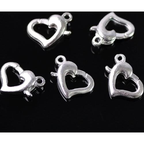 13x9mm Silver Color Metal Hear Lobster Clasps Hooks Clips for Necklace Bracelet Jewelry Making DIY Crafts Findings