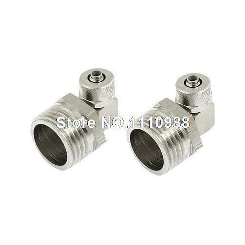 2 Pcs 1/2" PT Thread Right Angle Rapid Screw Hex 4mm x 6mm Tubing Fittings