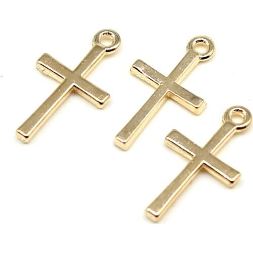 40pcs 2 Colors 10x18mm KC Gold Color Rhodium Color Cross Charm Pendant DIY Jewelry Findings Cross Pendant Charms Accessories