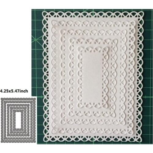 5pcs Laced Rectangle Frame Set Metal Cutting Dies for Scrapbooking DIY Photo Album Card Making Decorative Stencil New 2020