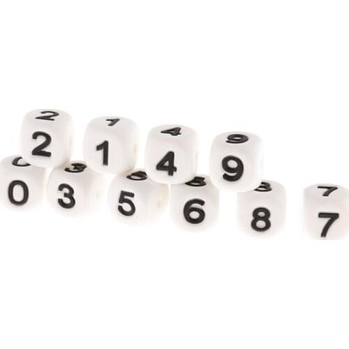 50pcs 12mm Arabic Numerals Silicone Teether Beads Pacifier Clip Baby Accessories Bead Baby Teething Accesoires Dentition DIY