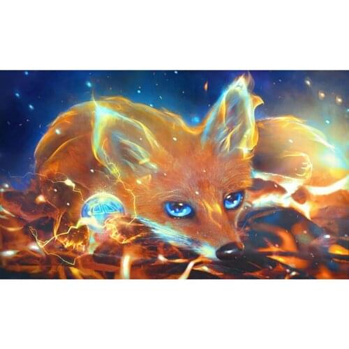 5D DIY Full Square Diamond Painting Fire Fox Embroidery Cross Stitch Rhinestone Mosaic Home Decor Wall Sticker Creative Pictures