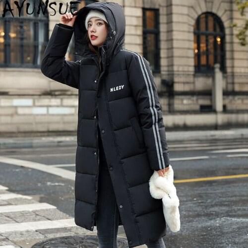 AYUNSUE Winter Clothes Women Hooded Black Parkas Jackets for Women 2021 Female Midi Long Loose Coat Chaquetas Para Mujer HLY92
