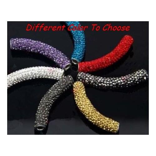 Free shipping can choose color mixed multi color long bending tube beads. new fashion bead for bracelet crystal