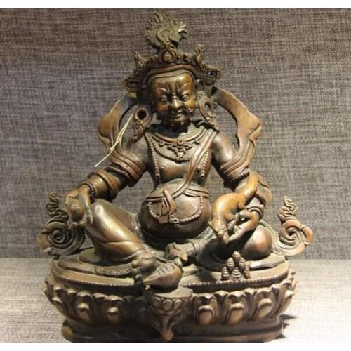 Fast shipping USPS to USA S0850 8 Tibet Buddhism Temple Copper BronzeYellow God Of Wealth Jambhala Buddha Statue