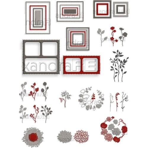 Flowers Leaves Squares Wavy-frameMetal Metal Cutting 2021 New Diy Greeting Card New Craft Metal Cutting Die Embossing Template